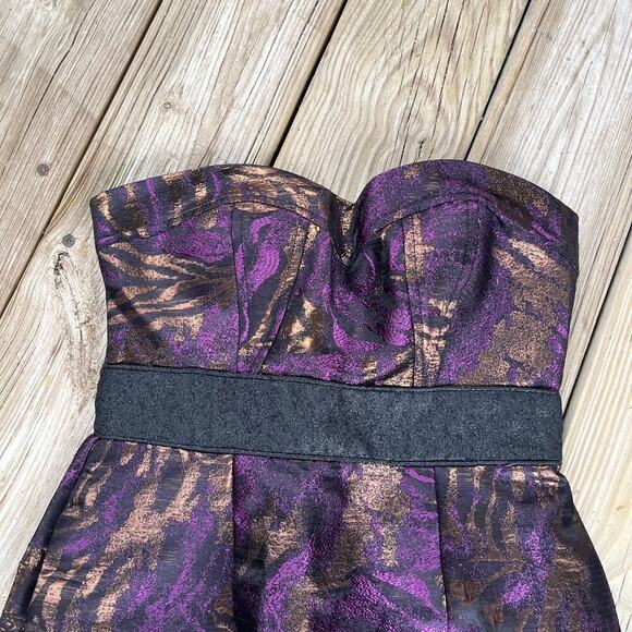 Minuet Purple, Black and Copper Strapless Cocktail Dress Size S. NEW. - Picture 3 of 9